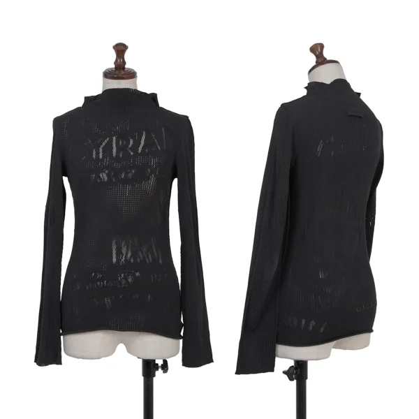 Jean Paul GAULTIER Lettering Mesh Jacquard T Shirt Black 40 K-176213_001