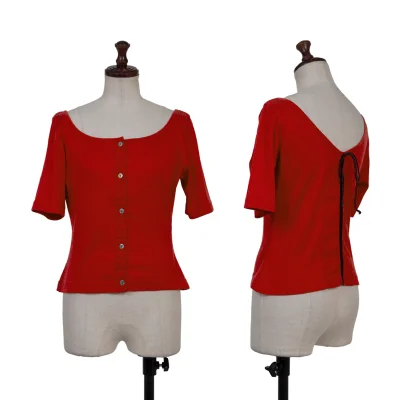 Jean Paul GAULTIER Back Lace Short Sleeve Knit Top