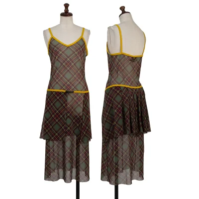 Jean Paul GAULTIER Bias Check Mesh Dress & Over Skirt
