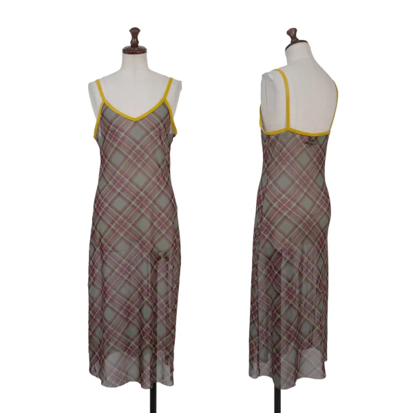 Jean Paul GAULTIER Bias Check Mesh Dress & Over Skirt K-176216_002