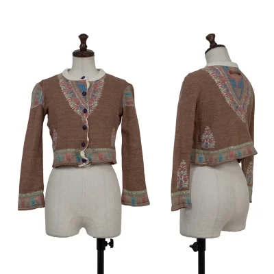 Jean Paul GAULTIER CLASSIQUE Print Clear Buttons Short Cardigan