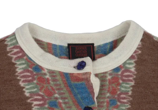 Jean Paul GAULTIER CLASSIQUE Print Clear Buttons Short Cardigan K-176218_004