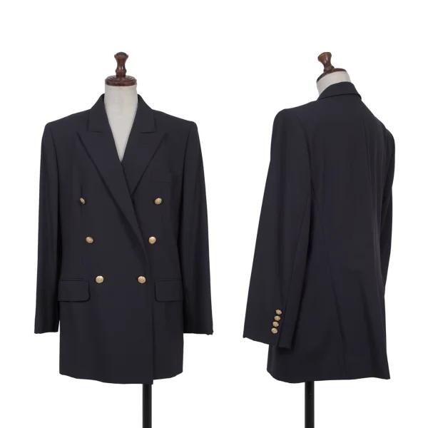 Burberrys' Wool Double Breasted Peaked Lapel Jacket Navy 40 K-176222_001