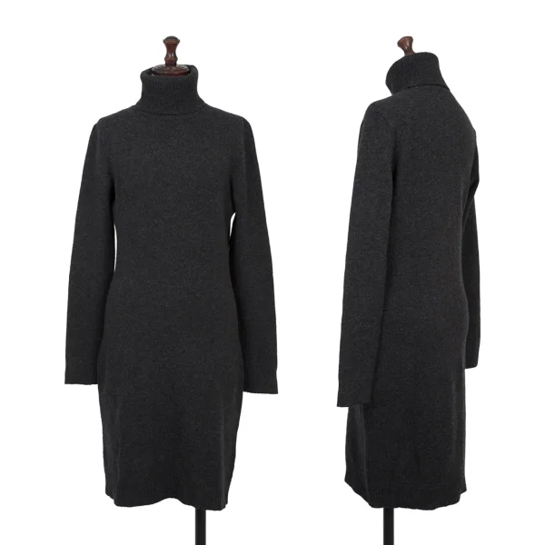 Ralph Lauren Cashmere Blend Wool Turtleneck Knit Dress Charcoal L K-176225_001
