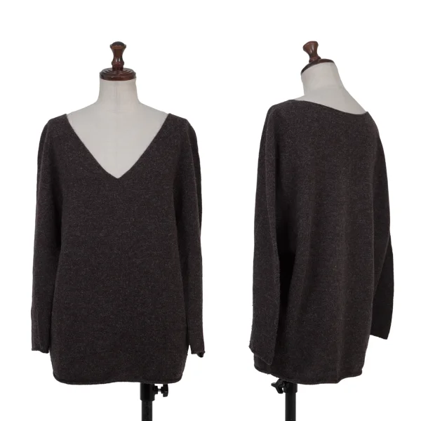 GALERIE VIE Wool V-neck Knit Sweater Charcoal 1 K-176228_001