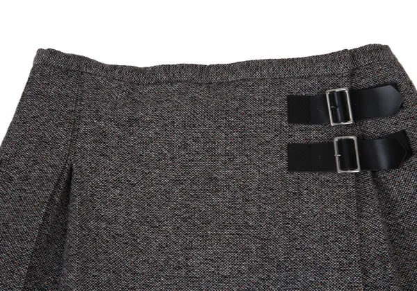 tricot COMME des GARCONS Wool Check Lining Tweed Pleated Wrap Skirt K-176234_004