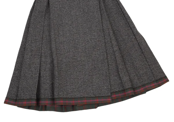 tricot COMME des GARCONS Wool Check Lining Tweed Pleated Wrap Skirt K-176234_006