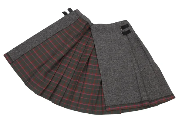 tricot COMME des GARCONS Wool Check Lining Tweed Pleated Wrap Skirt K-176234_007