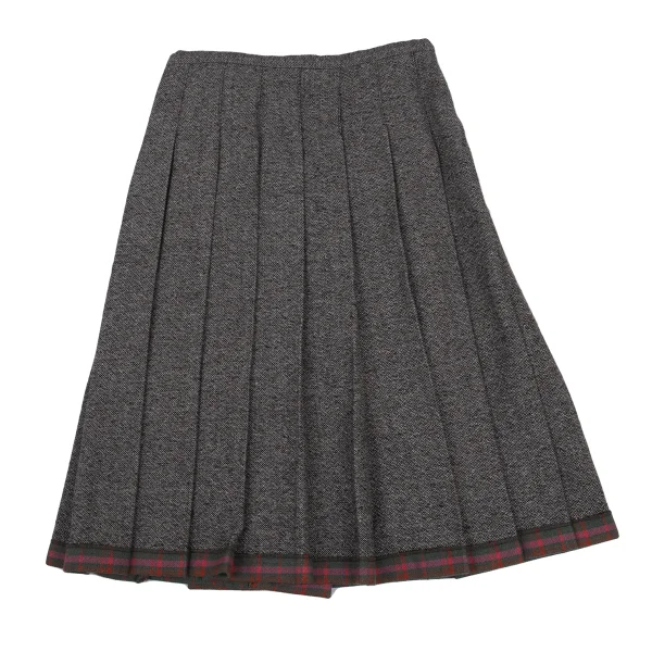 tricot COMME des GARCONS Wool Check Lining Tweed Pleated Wrap Skirt K-176234_009