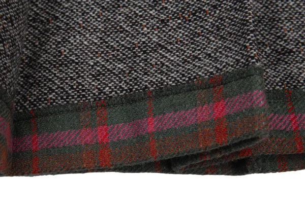 tricot COMME des GARCONS Wool Check Lining Tweed Pleated Wrap Skirt K-176234_010
