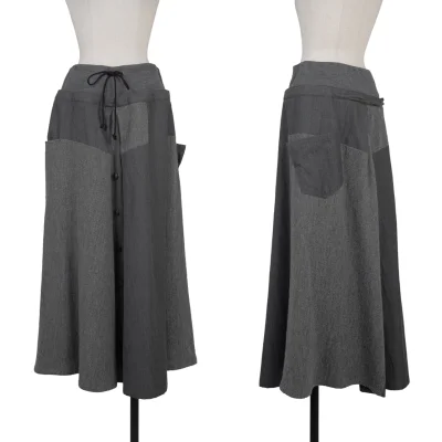 Y's Wool Front Button Design Switching Skirt