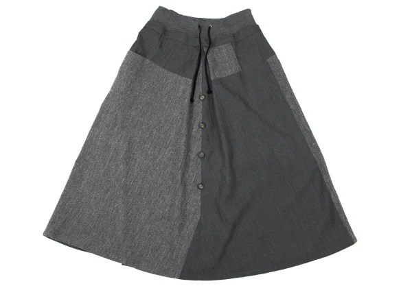 Y's Wool Front Button Design Switching Skirt K-176242_002