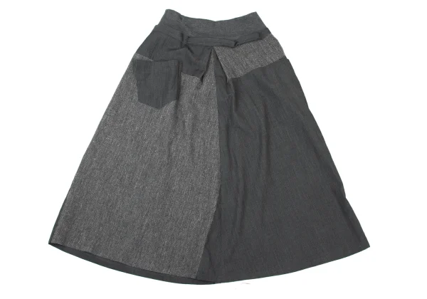 Y's Wool Front Button Design Switching Skirt K-176242_010