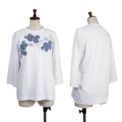 tricot COMME des GARCONStricot Special Floral Embroidery 3/4 Sleeve Top