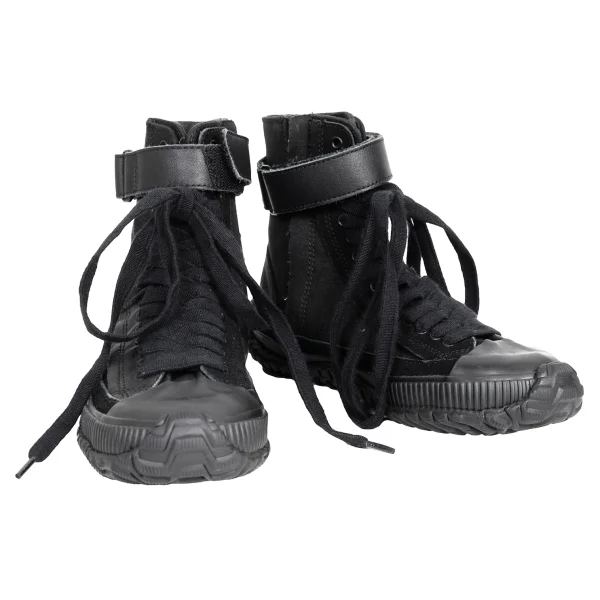 Y's Leather Switching Canvas High Cut Sneakers Black 2 (US About 5.5) K-176259_001