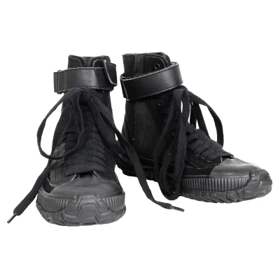 Y's Leather Switching Canvas High Cut Sneakers