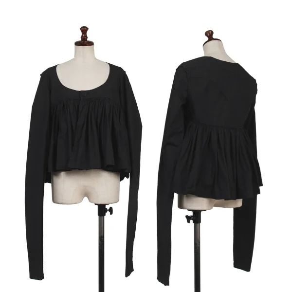 Jean Paul GAULTIER FEMME Gathered Hem Switching Blouse Black 40 K-176263_001
