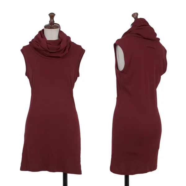 Jean Paul GAULTIER FEMME Drape Turtleneck Sleeveless Top Bordeaux 40 K-176265_001