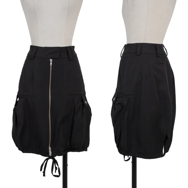 Jean Paul GAULTIER FEMME Nylon Blend Pocket Design Stretch Front Zip Skirt Black 40 K-176269_001