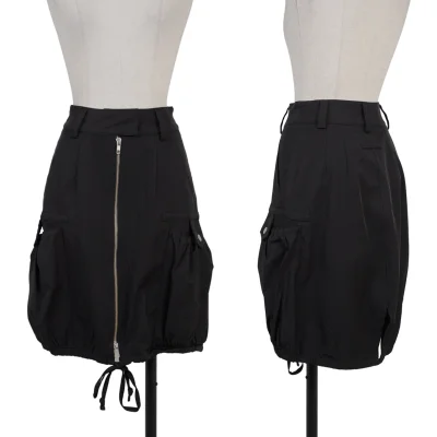 Jean Paul GAULTIER FEMME Nylon Blend Pocket Design Stretch Front Zip Skirt