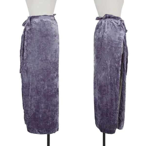 Jean Paul GAULTIER FEMME Velour Sheer Layered Wrap Skirt Purple 40 K-176271_001