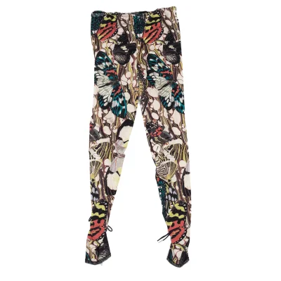 Jean Paul GAULTIER FEMME Butterfly Print Back Lace-Up Stretch Pants 