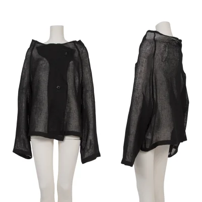 Y's Linen Blend Mesh Drape Jacket