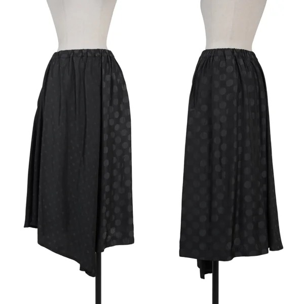 Y's Cupro Dot Pattern Slit Drape Skirt Black 2 K-176298_001