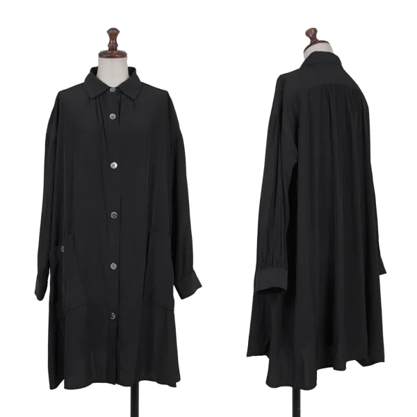 Y's for living Poly Gather Patch Pocket Long Shirt Black S-M K-176306_001