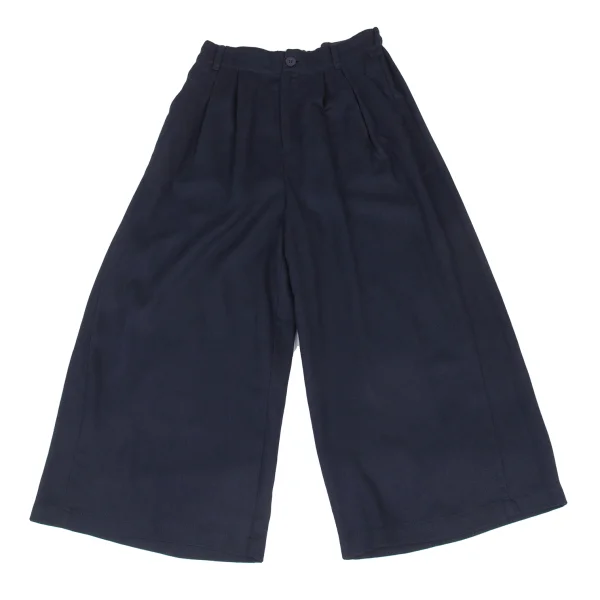 Y's for living Linen Poly Tuck Wide Cropped Pants Navy S-M K-176307_001