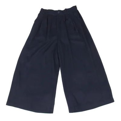 Y's for living Linen Poly Tuck Wide Cropped Pants
