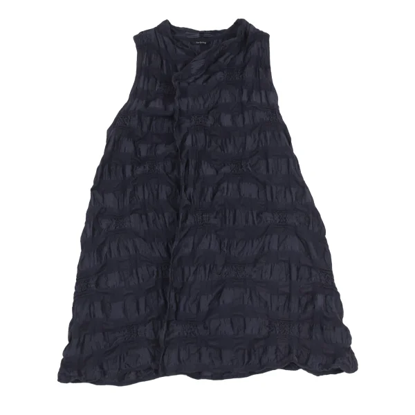Y's for living Linen Blend Check Weave Long Vest K-176312_002