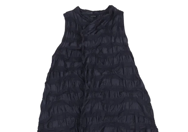 Y's for living Linen Blend Check Weave Long Vest K-176312_003