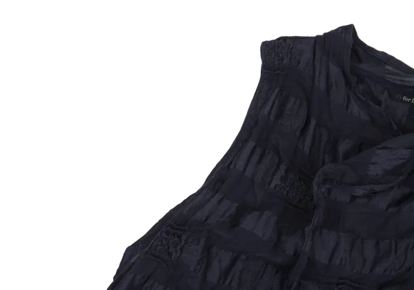 Y's for living Linen Blend Check Weave Long Vest K-176312_005