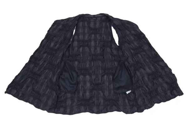 Y's for living Linen Blend Check Weave Long Vest K-176312_009