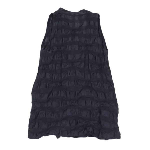 Y's for living Linen Blend Check Weave Long Vest K-176312_010