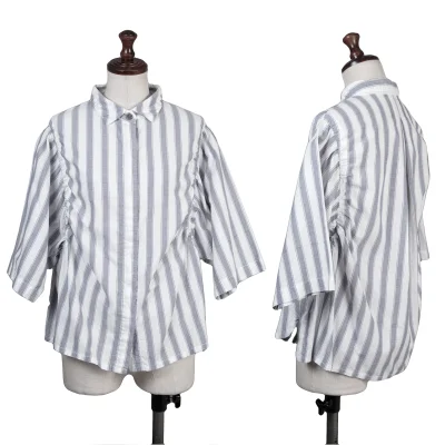 Y's for living Cotton Gather Striped Short Sleeve Shirt