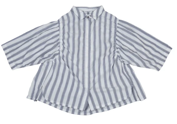 Y's for living Cotton Gather Striped Short Sleeve Shirt K-176323_002
