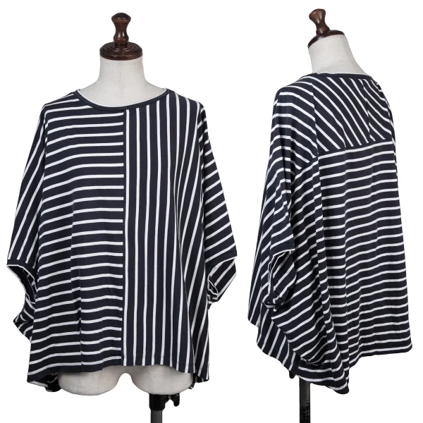 Y's for living Cotton Striped Switching Top Navy,White S-M K-176324_001