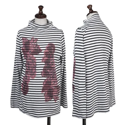 Y's for living Striped Botanical Print Top