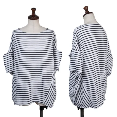 Y's for living Cotton Striped Panel Asymmetrical Design Top