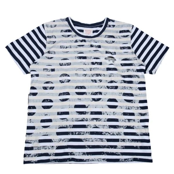 Y's Gipsy Distressed Dot Print T Shirt White,Navy,Beige 3 K-176335_001