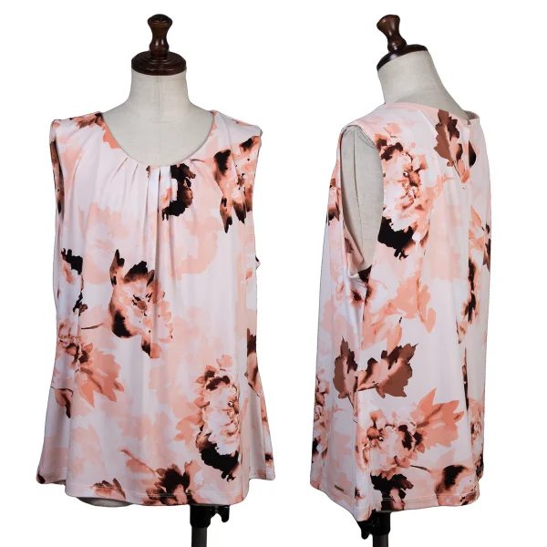 Calvin Klein Floral Print Sleeveless Blouse Pink XL K-176336_001