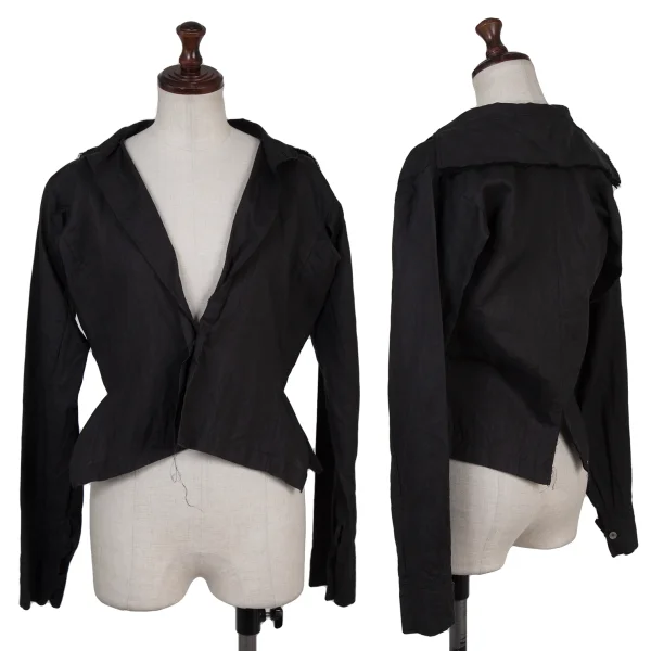 JUNYA WATANABE COMME des GARCONS Multi Layered Collar Linen Blouse Black S K-176339_001
