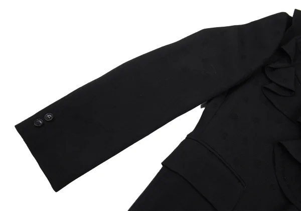 ローブドシャンブル コムデギャルソンrobe de chambre COMME des GARCONS デザイン織りフリルラペルジャケット 黒L K-176341_005