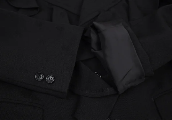 ローブドシャンブル コムデギャルソンrobe de chambre COMME des GARCONS デザイン織りフリルラペルジャケット 黒L K-176341_006