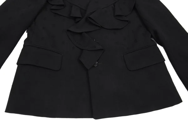 ローブドシャンブル コムデギャルソンrobe de chambre COMME des GARCONS デザイン織りフリルラペルジャケット 黒L K-176341_007