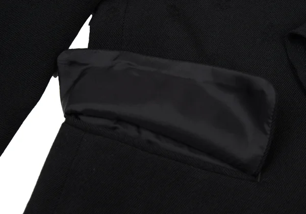 ローブドシャンブル コムデギャルソンrobe de chambre COMME des GARCONS デザイン織りフリルラペルジャケット 黒L K-176341_008