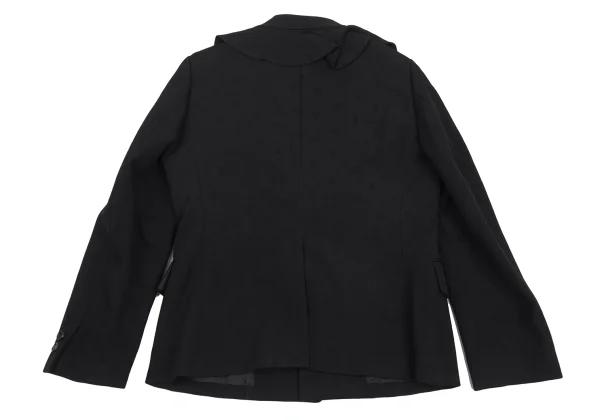 ローブドシャンブル コムデギャルソンrobe de chambre COMME des GARCONS デザイン織りフリルラペルジャケット 黒L K-176341_014