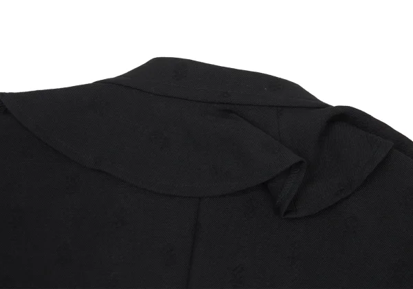 ローブドシャンブル コムデギャルソンrobe de chambre COMME des GARCONS デザイン織りフリルラペルジャケット 黒L K-176341_015